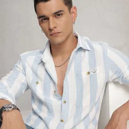 WROGN Comfort Fit Opaque Striped Textured Casual Shirt-picture-37