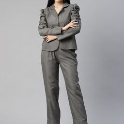 Cottinfab Women Solid Blazers and Trousers Co-ord Set-picture-27