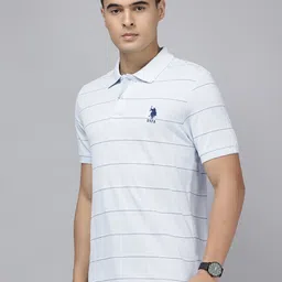 U.S. Polo Assn. Slim Fit Polo Collar Striped Pure Cotton T-shirt image 2