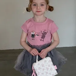 LULU & SKY Girls Printed Raw Edge T-shirt image 2