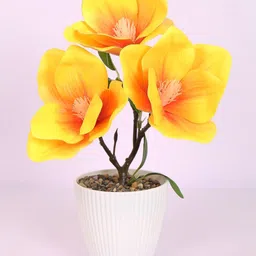 Home Bloom Yellow 1 Pieces Artificial Flower With Pot image 4