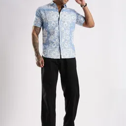 COOL COLORS Men Blue Printed Cotton Casual Shirts-picture-36