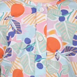 Polka Tots Boys Quirky Printed Mandarin Collar Pure Cotton Straight Kurta With Pyjama image 3