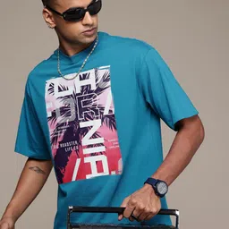 The Roadster Lifestyle Co. Graphic Printed Drop-Shoulder Sleeves T-shirt-picture-29