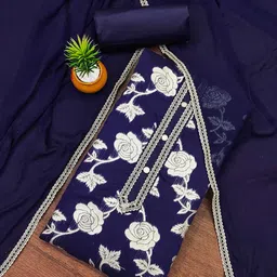 HERE&NOW Embellished Jacquard Unstitched Dress Material-picture-22