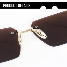 LIZA ANGEL Unisex Brown Lens & Gold-Toned Rectangle Sunglasses with image 5