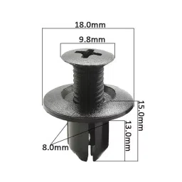 amiciauto Amici Auto 8 mm Plastic Screw Fasteners Black for Universal Fit For All Body Types And Trim Levels (Pack of 10) image 2