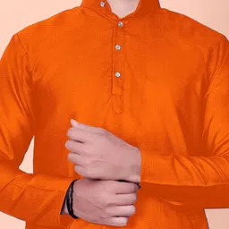 shreeram Men Solid Straight Kurta (Orange) image 2