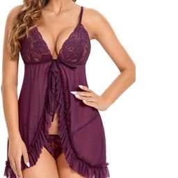 GuSo Shopee Women Purple Nylon Baby Dolls-picture-36