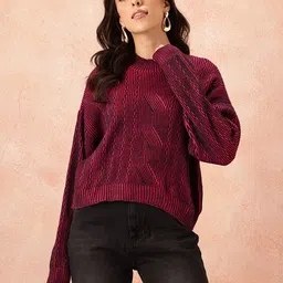 all about you Women Self Design Acrylic Pullover image 2