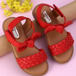 Cute Walk by Babyhug Sandals Bow Applique- Red-image-17