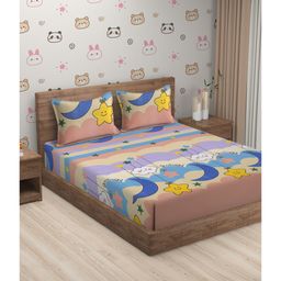 Hosta Homes 280 GSM  Glaced Cotton Cartoon Printed Double Bed Sheet With 2 Pillow Covers - Multicolour-picture-49