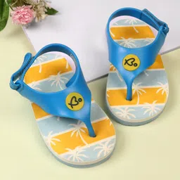 Babyoye Velcro Closure Flip Flops With Tree Print - Blue image 1