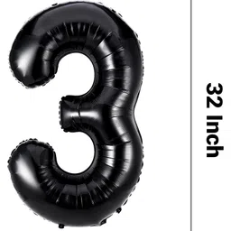 Shopping Time Black 3 Number Foil Balloon - Black image 2