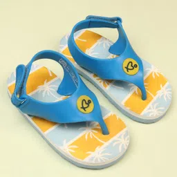 Babyoye Velcro Closure Flip Flops With Tree Print - Blue image 2