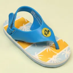 Babyoye Velcro Closure Flip Flops With Tree Print - Blue image 3