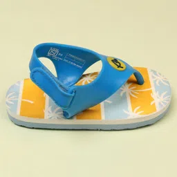 Babyoye Velcro Closure Flip Flops With Tree Print - Blue image 4