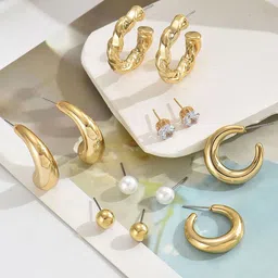 Jewels Galaxy Contemporary Half Hoop Earrings-picture-36