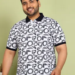ADWYN PETER Men Plus Size Geometric Printed Polo Collar Cotton T-shirt-picture-39