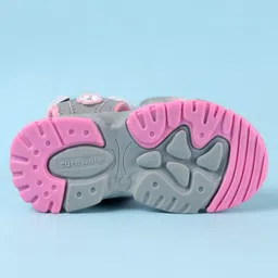 Cute Walk by Babyhug Velcro Closure Sandals with Floral Applique - Grey image 5