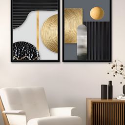 Myntra Elegant Homes Retro Black & White 2 Piece Abstract Printed Canvas Wall Art-picture-9