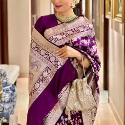 Snofi Creation Woven Design Zari Kanjeevaram Saree image 4