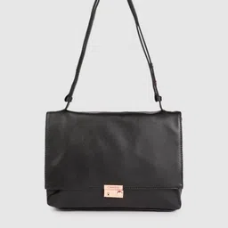 Caprese Black Solid Regular Structured Satchel-picture-43