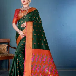 AKSH FASHION Polka Dot Zari Paithani Saree-image-98