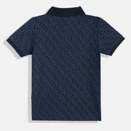 U.S. Polo Assn. Kids Boys Brand Logo Printed Striped Polo Collar Pure Cotton T-shirt image 2