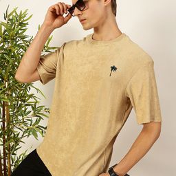 Thomas Scott Men's Solid Round Neck Oversized Casual T-shirt-picture-31