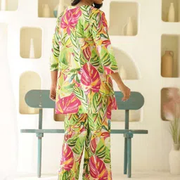HERE&NOW Floral Printed Straight Kurta With Trouser image 3