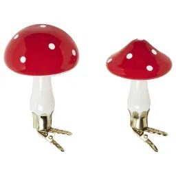 ikea vinterfint Tree ornament set of 2, glass/mushroom red image 1