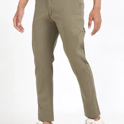 U.S. PITCHERS Men Solid Slim Fit Low-Rise Flat-Front Chinos Trousers image 2