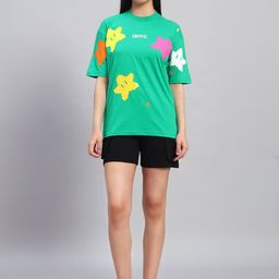 GRIFFEL Self-Design Oversized-Fit Pure Cotton T-Shirt & Shorts Co-Ord Set-picture-38