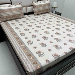Pure Decor White & Red Floral 400 TC Queen Bedsheet with 2 Pillow Covers-picture-20