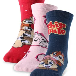 Cute Walk by Babyhug Disney Ankle Length Anti-Bacterial Chip N Dale Graphics Socks Pack of 3 - Multicolour-picture-17