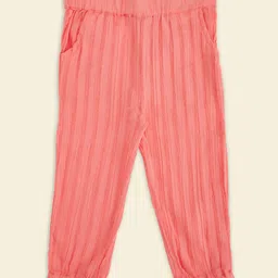 Pantaloons Baby Cotton Full Length Striped Detailed Pants - Peach-picture-41