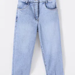 Little Kangaroos Woven Full Length Solid Denim Jeans - Light Blue-picture-27