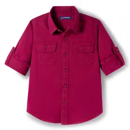 Pine Kids Cotton Woven Full Sleeves Solid Colour Shirt - Maroon-picture-35