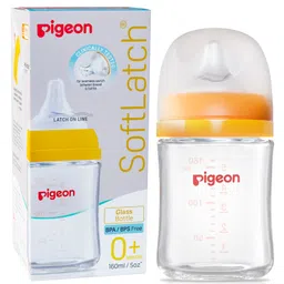 Pigeon Glass Nursing Bottle With Nipple Yellow - 160 ml-picture-40