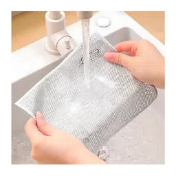 ARCADE TOYS Scratch Wire Dishcloth, Multipurpose Wire Dishwashing Rags for Wet and Dry, Wire Cleaning Cloths, Non-Scratch Wire Dishcloth, Silver Wire Mesh Knit Cleaning Cloth-SET OF 20 -COLOR MAY VARY-image-54