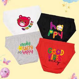 NUSYL Girls Pack Of 4 Bunny & Kitty Printed Pure Cotton Basic Briefs-picture-6