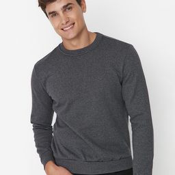 Trendyol Men Solid Round Neck Sweatshirt-picture-26