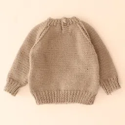 Woonie Full Sleeves Handknitted Penguin Design Pullover - Grey image 3