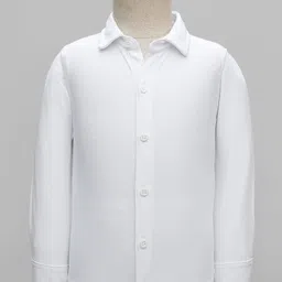 Babyhug Knit Full Sleeves Solid Color 3 Piece Party Suit with Bow Applique - White & Blue image 2