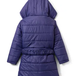 Pine Kids Woven Full Sleeves Solid Color Hooded Padded Jacket - Navy Blue image 2