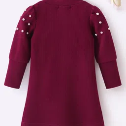Mark & Mia Full Sleeves Dress with Pearl Detailing & Bow Shaped Sling Bag - Maroon image 2