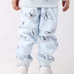 Anthrilo Fleece Knit Butterfly Printed Winter Joggers - Blue image 3