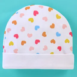 Ben Benny Cotton Knit Heart Printed Round Caps Pack of 2 Green & White - Diameter 9 cm image 3