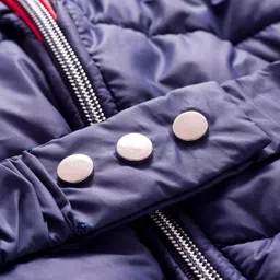 Pine Kids Woven Full Sleeves Solid Color Hooded Padded Jacket - Navy Blue image 3